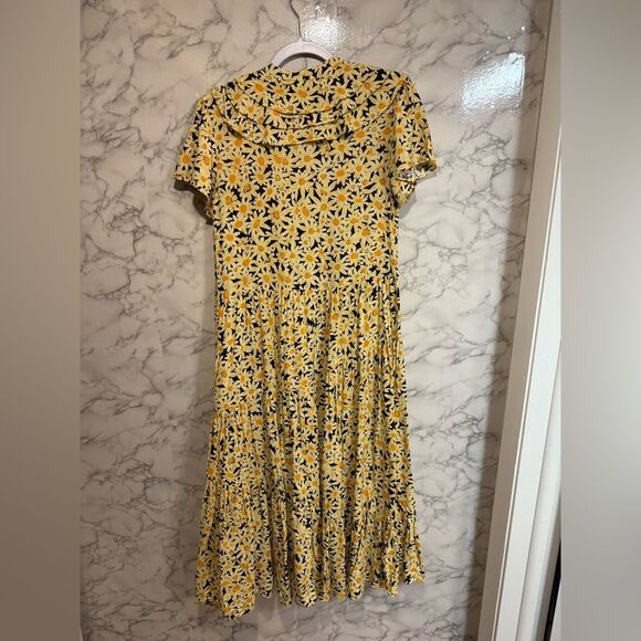 NEW TOPSHOP Yellow Daisy Grandad Midi Shirt Dress Floral Yellow Dress Size 2 - Picture 11 of 12